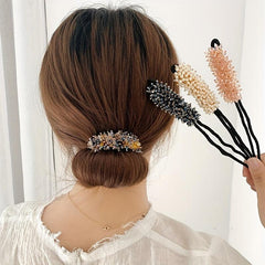 Rhinestone Bun Maker Hair Styler Jewelry Hair Styling Tool Ponytail Holder