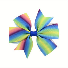 LGBT Rainbow Bowknot Hair Clip Pride Month Printed Stripe Bow Hair Accessory