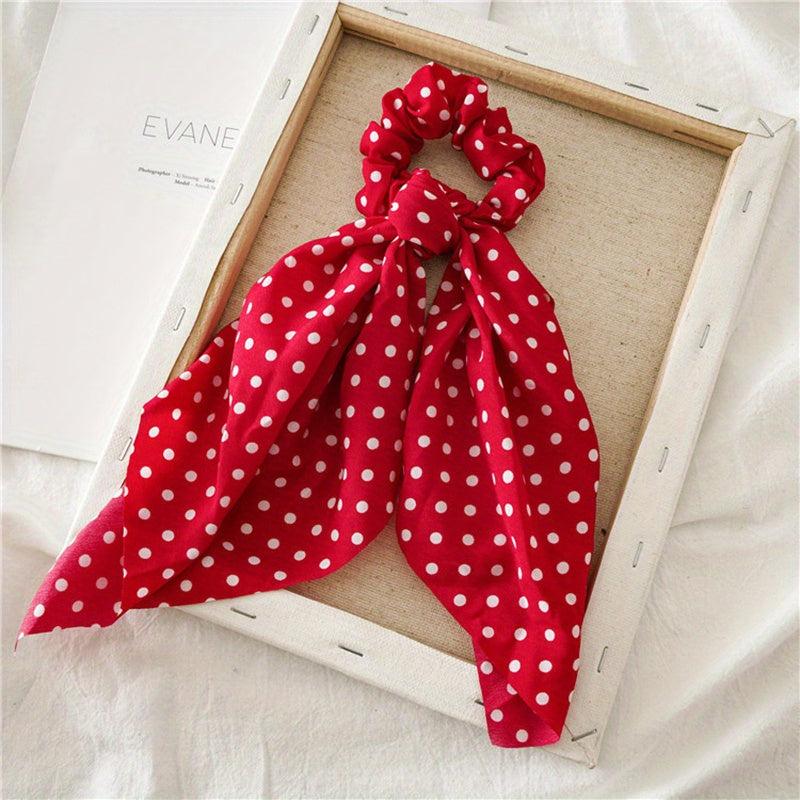 Polka Dot Bow Hair Tie Scrunchies Ponytail Holder Women