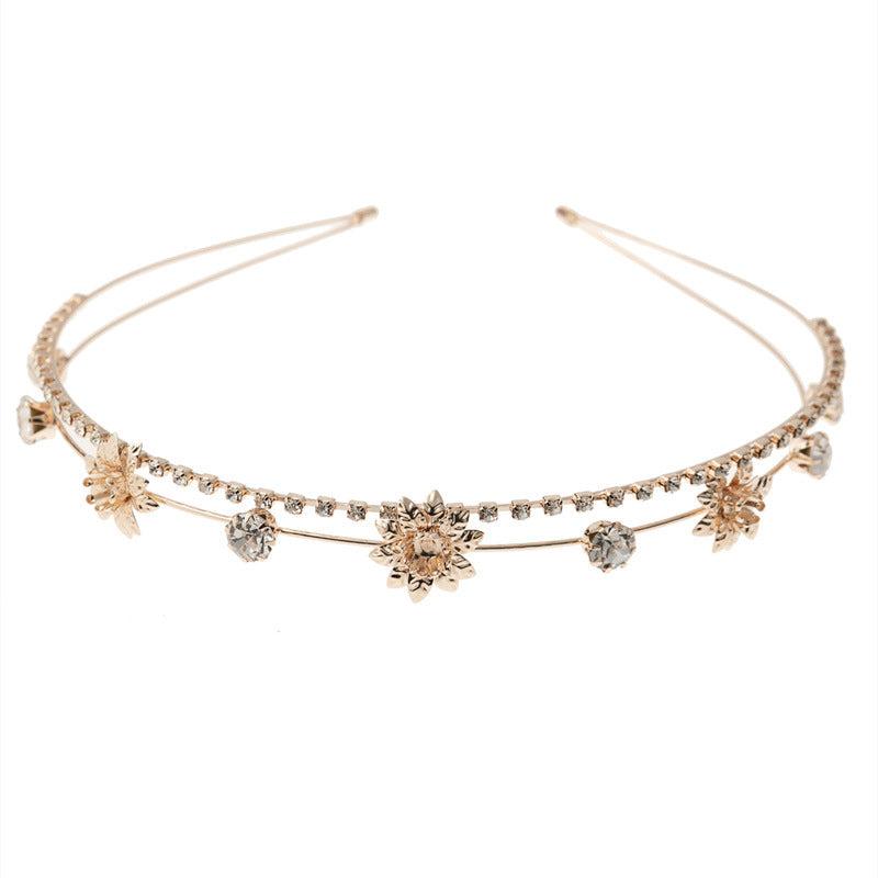Rose Golden Flower Girl Headband Wedding Headpiece For Girls Princess