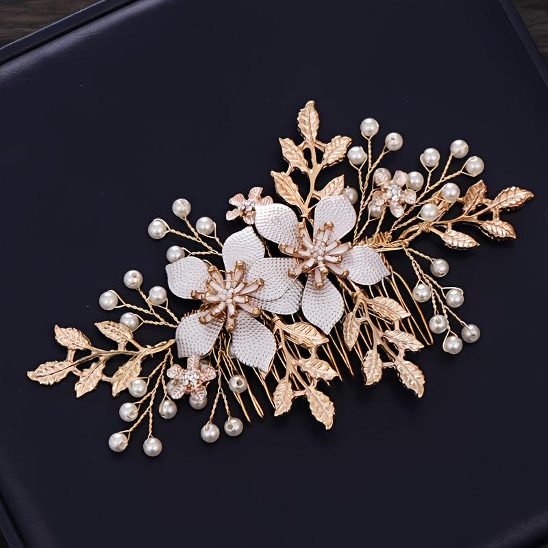 Pearl & Floral Bridal Hair Clip - Wedding Hair