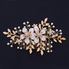 Pearl & Floral Bridal Hair Clip - Wedding Hair