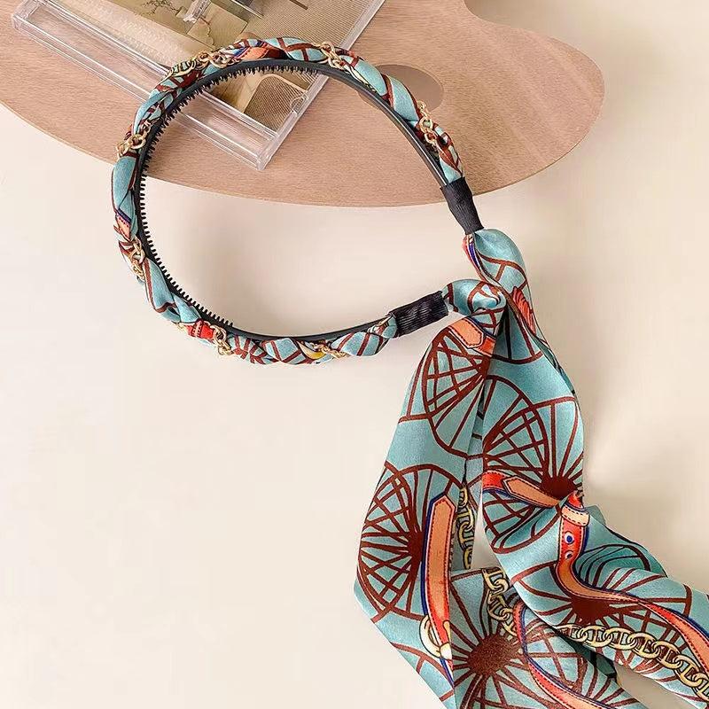 Vintage Long Ribbon Headband Satin Silk Hairband