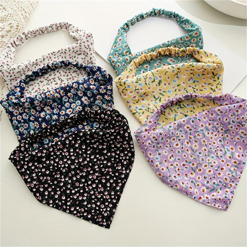 Floral Fabric Bandana Stretchy Triangle Towel Head Scarf Hair Accessory