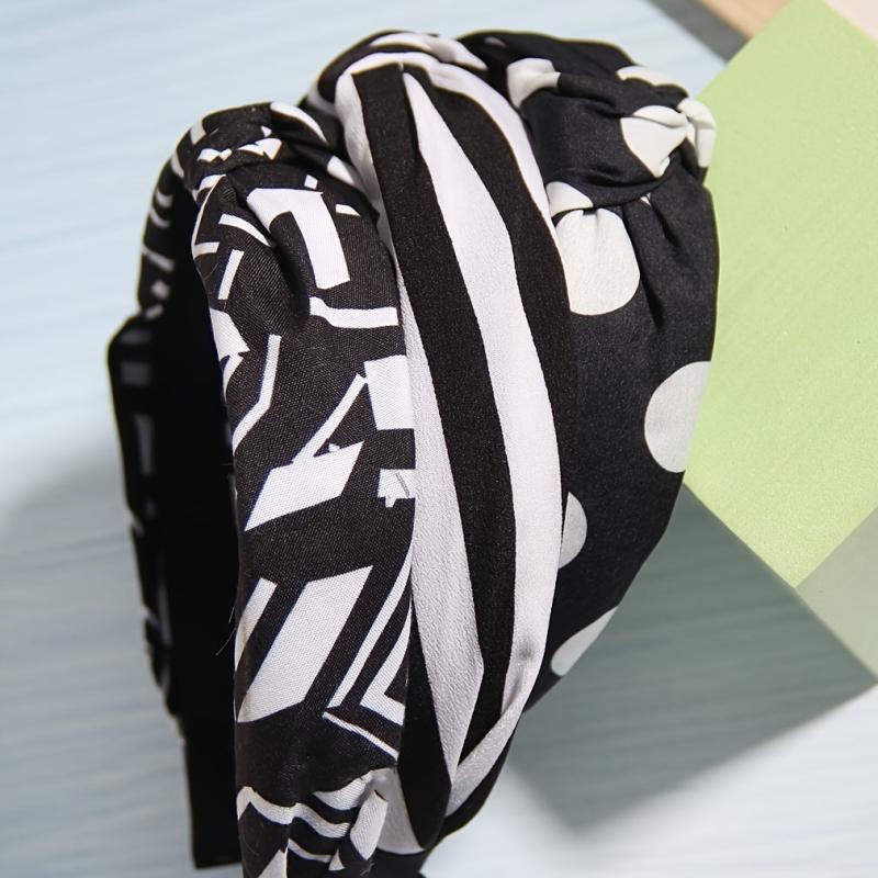 Non Slip Flower Polka Dot Strip Print Wide Hairband