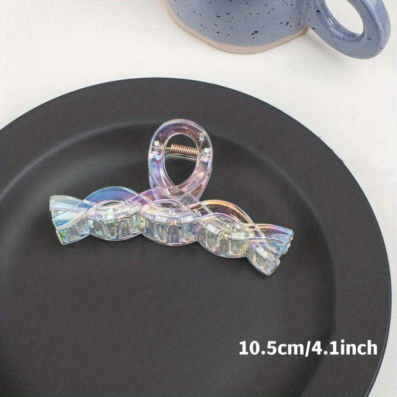Transparent Holographic Hair Claw for Women