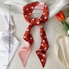 Heart Print Scarves Headband Flower Pattern Ribbon Hair Scarf