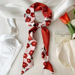 Heart Print Scarves Headband Flower Pattern Ribbon Hair Scarf