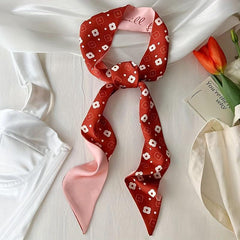 Heart Print Scarves Headband Flower Pattern Ribbon Hair Scarf