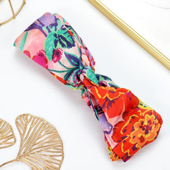 Satin Chiffon Elastic Print Headband Vintage Hair Accessories