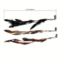 Boho Style Faux Feather Snap Clip Tassel Hair Clip Beaded Headdress