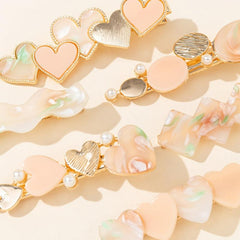 6pcs Multicolor Love Faux Pearl Hair Clip Sweet Hair Accessories For Women