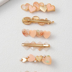 6pcs Multicolor Love Faux Pearl Hair Clip Sweet Hair Accessories For Women