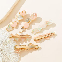 6pcs Multicolor Love Faux Pearl Hair Clip Sweet Hair Accessories For Women