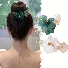 Flower Duck Billed Clip Crystal Large Hair Clip For Women