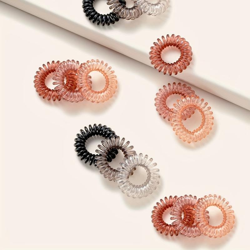 18 Pcs Spiral Hair Ties No Crease Waterproof Coil Hair Rings