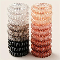 18 Pcs Spiral Hair Ties No Crease Waterproof Coil Hair Rings