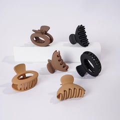 6 Pcs Matte Hair Claw Clips for Women Strong Hold Medium Hair Brown