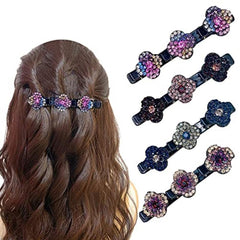 Sparkling Crystal Stone Hair Clips for Women with Four Leaf Clover Design