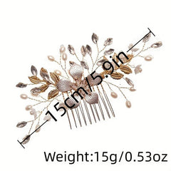 Golden Bridal Hair Comb Rhinestone Crystal Wedding Hair Clip