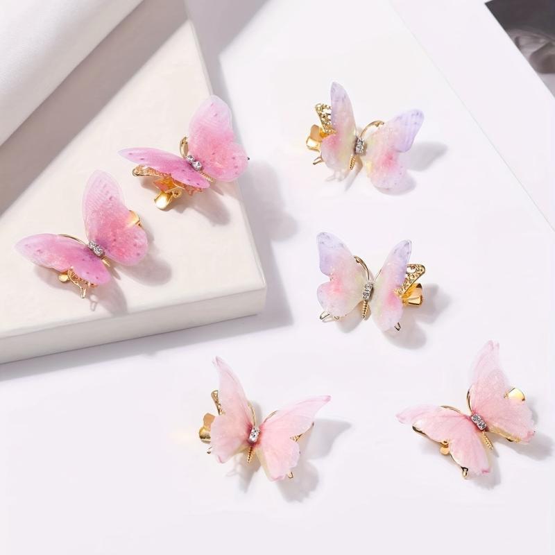 6pcs Rhinestone Butterfly Hair Clip Hair Accessories For Women Girls