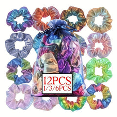 12pcs Glitter Silky Hair Tie Y2K Hair Rope Female Hair Accessories