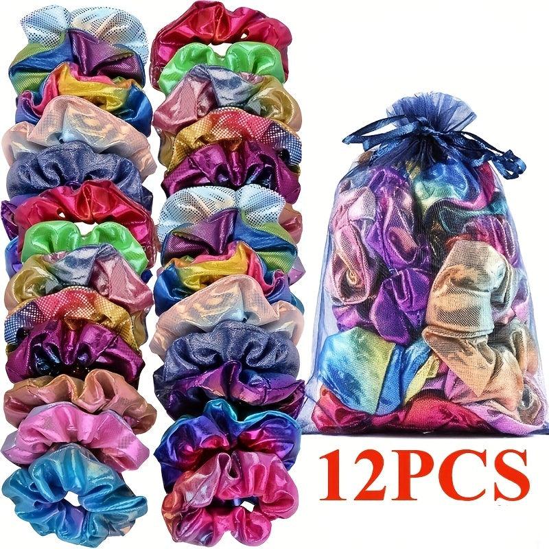 12pcs Glitter Silky Hair Tie Y2K Hair Rope Female Hair Accessories