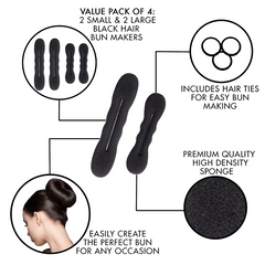4pcs Solid Hair Bun Maker & 3pcs Hair Tie Elastic Headwear