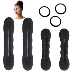 4pcs Solid Hair Bun Maker & 3pcs Hair Tie Elastic Headwear