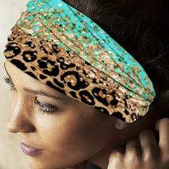 Boho Leopard Print Headband Stretchy Head Hoop Colorful Headdress