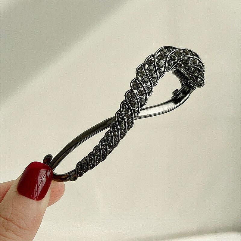 Golden Rhinestone Hair Clip Bun Holder Twist Clip Hair Accessories