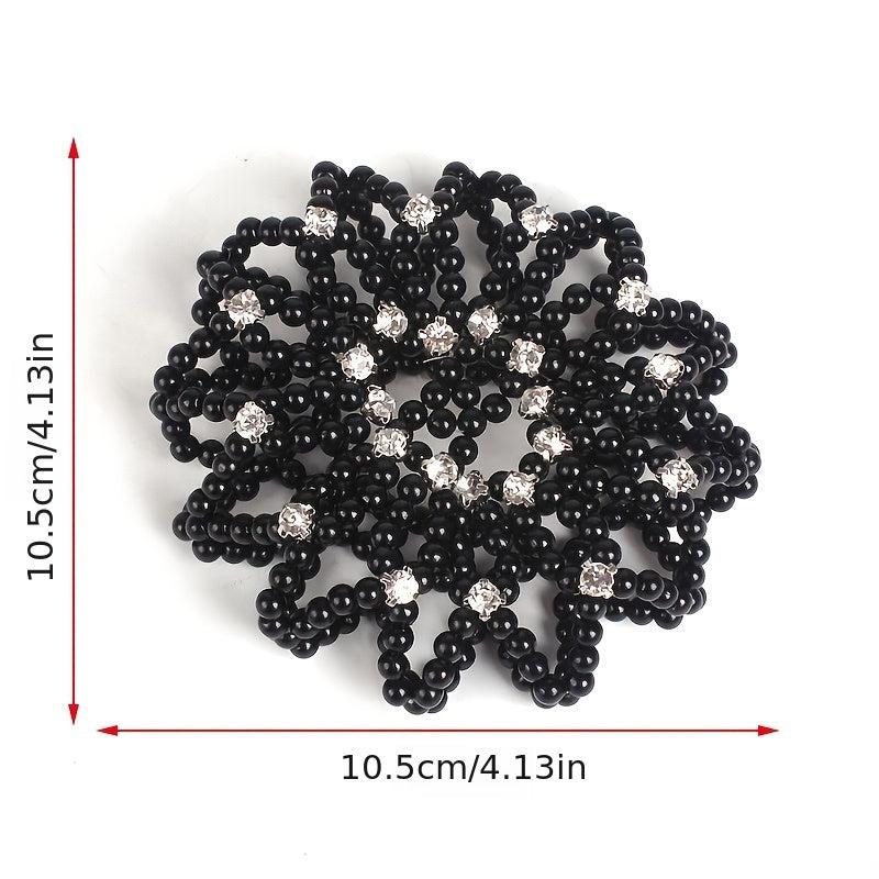 Pearl Rhinestone Hair Snood Net Ballet Bun Hair Covers