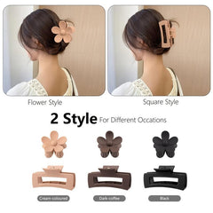 6pcs Large Rectangle Hair Claw Clips Matte Flower Hair Clips For Women