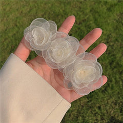 Mesh Rose Flower Hair Clip Tulle Floral Barrettes Wedding Hair Accessories
