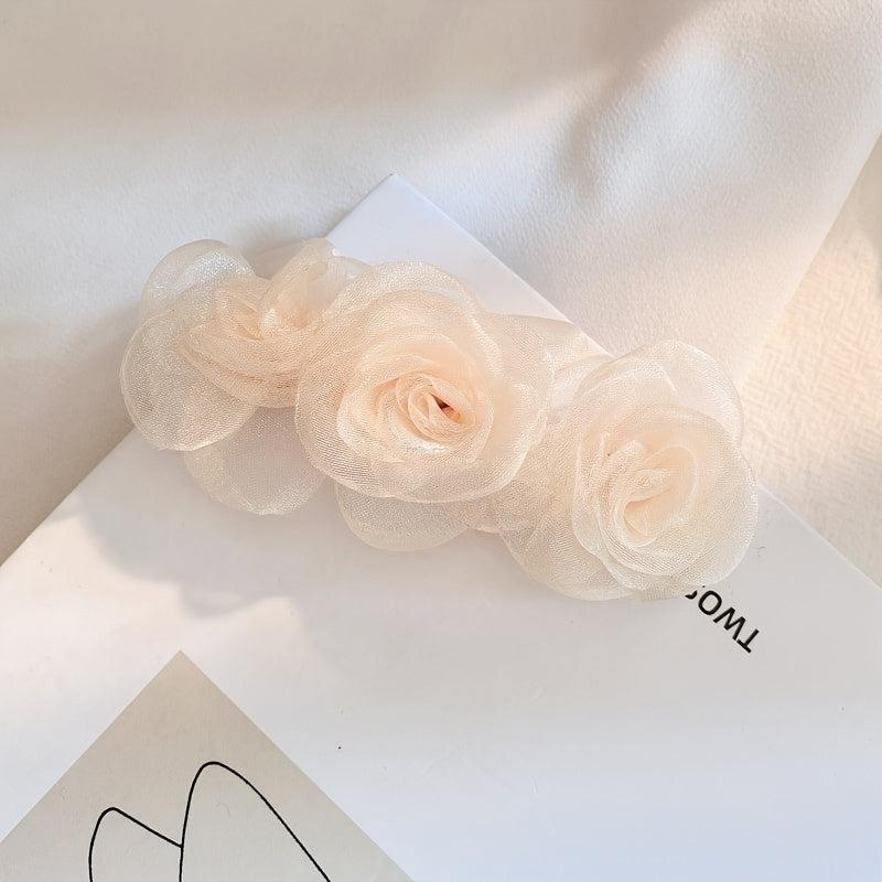 Mesh Rose Flower Hair Clip Tulle Floral Barrettes Wedding Hair Accessories