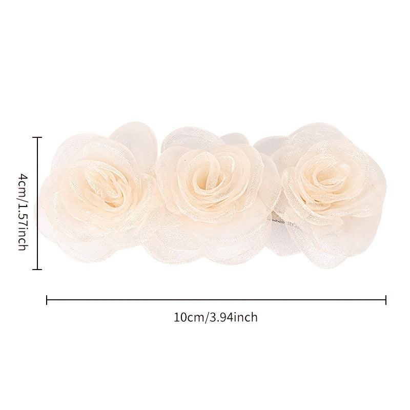 Mesh Rose Flower Hair Clip Tulle Floral Barrettes Wedding Hair Accessories