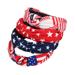 American Flag Headband Women Girls 4th of July Patriotic Bow Wide Yoga Band
