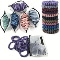 10pcs Spiral Hair Tie Holographic Hair Rope Elastic Hair Ring Y2K