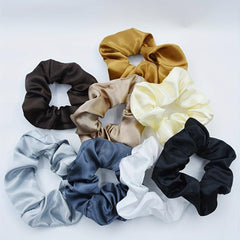 10pcs Large Satin Scrunchie Hair Tie Solid Silky Hair Rope