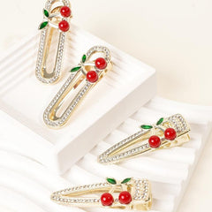 2pcs Sweet Cherry Hair Clips Rhinestone Hair Barrettes Hairpins Hair Accessories