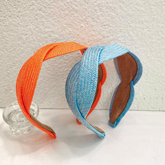 Boho Straw Knitted Twist Headband Wide Brimmed Hair Band for Women Girls