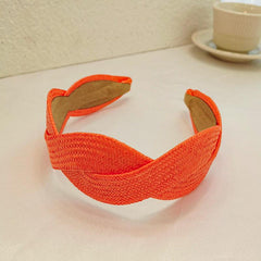 Boho Straw Knitted Twist Headband Wide Brimmed Hair Band for Women Girls