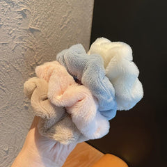 Faux Fur Scrunchies Pom Hair Elastics 9pcs