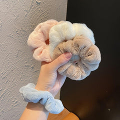 Faux Fur Scrunchies Pom Hair Elastics 9pcs