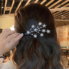 Vintage Crystal Star Hair Clip Barrette Rhinestone Headpieces