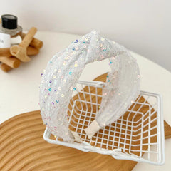 Sweet Mesh Knotted Headband Wide Brim Hair Band