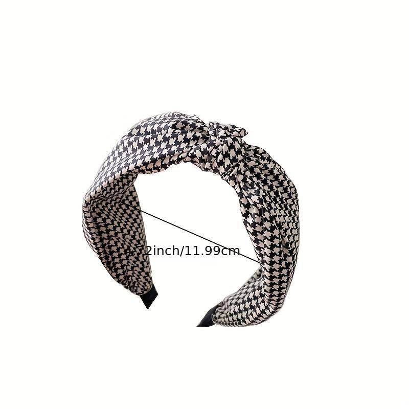 Houndstooth Knot Hair Hoop Paisley Print Wide Headband