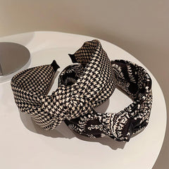Houndstooth Knot Hair Hoop Paisley Print Wide Headband