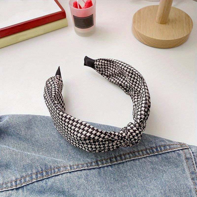 Houndstooth Knot Hair Hoop Paisley Print Wide Headband