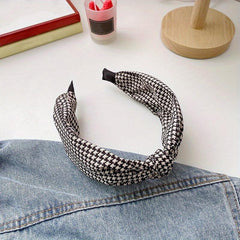 Houndstooth Knot Hair Hoop Paisley Print Wide Headband